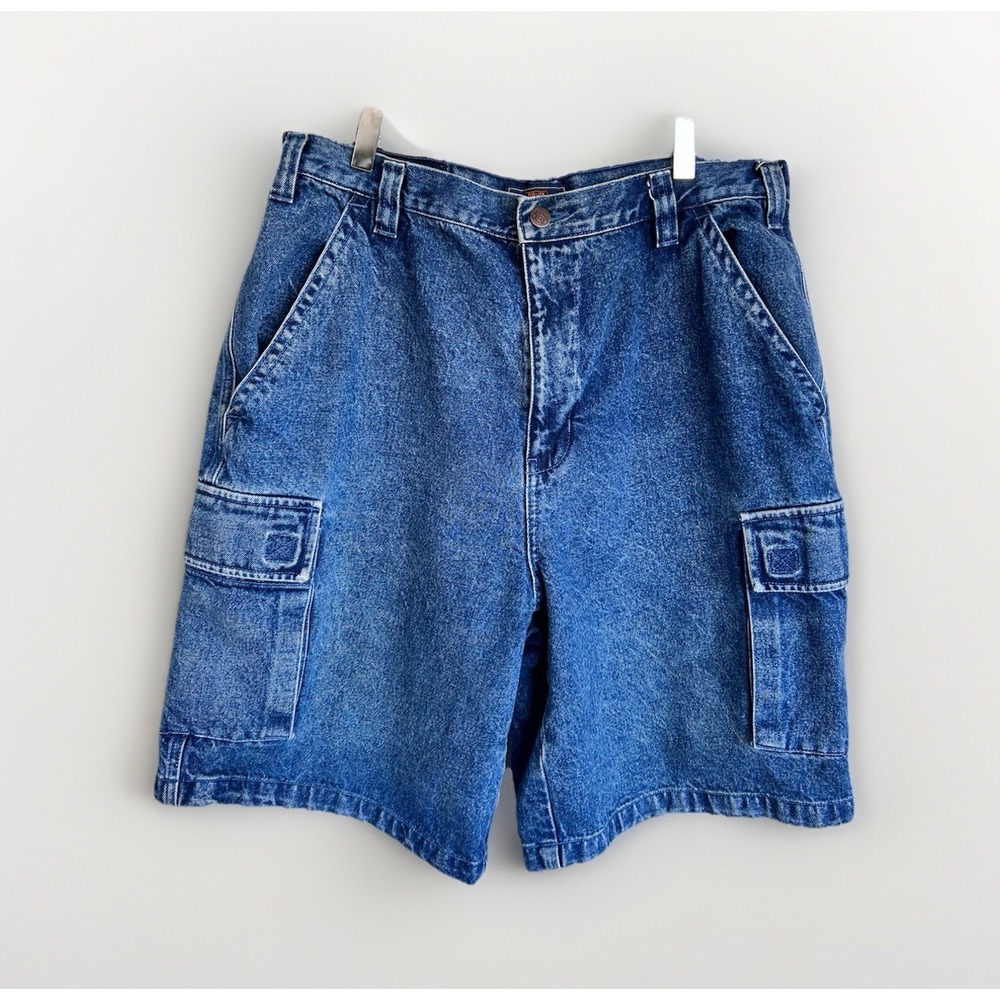 Vtg Y2K Route 66 Cargo Denim Shorts Baggy Loose Fit Jorts 2000s Skater Men's 36